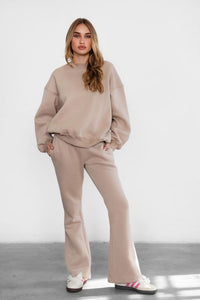 FLARE LEG SWEATPANT, TAUPE