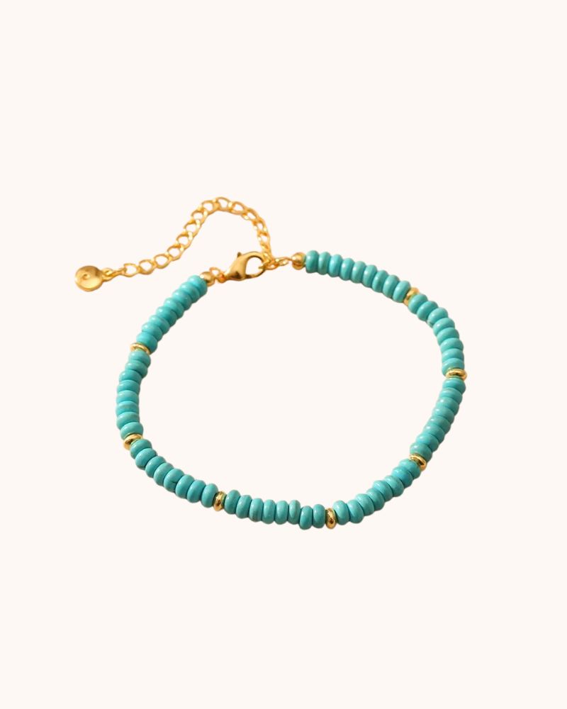 TURQ & GOLD SPLICED BRCLT - 18K GOLD PLATED