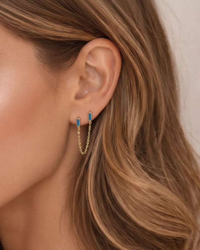 TURQUOISE CHAINED STUD