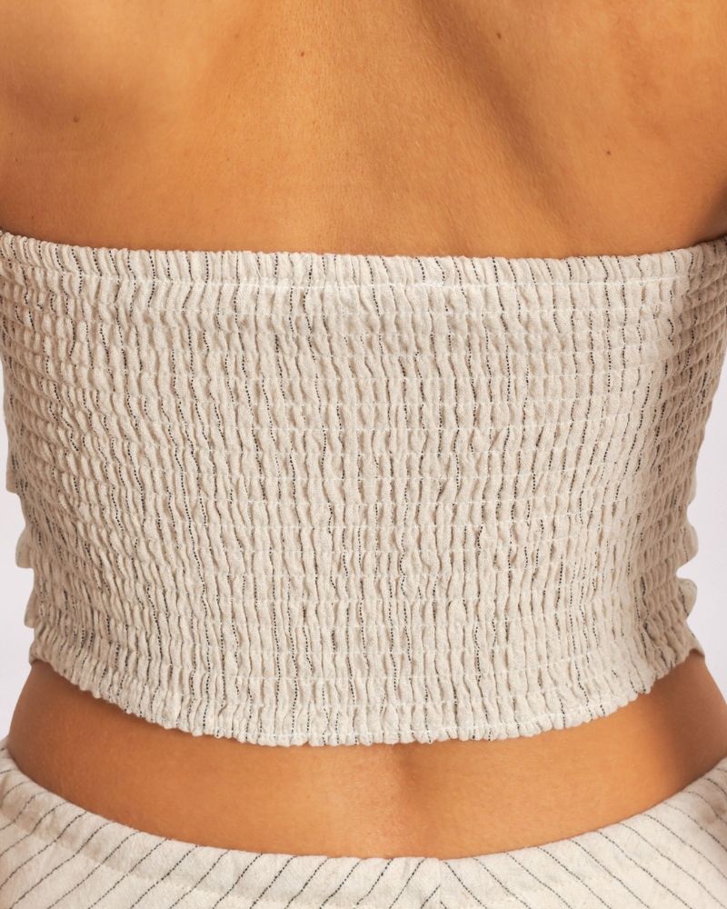 MINIMALIST STRIPED SCARF TOP, OATMEAL