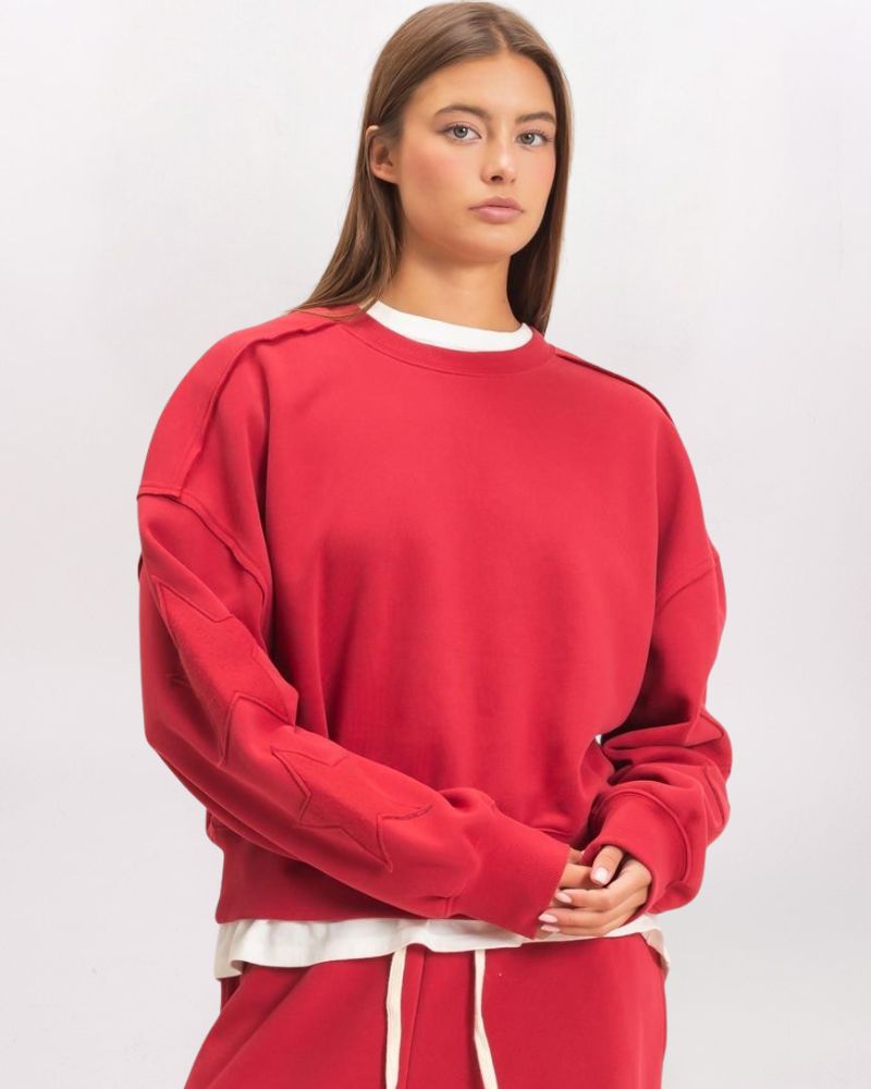 OVERSIZED SLOUCHY SWEATSHIRT, DARK RED