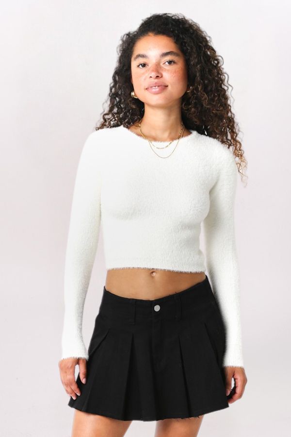 CROPPED EYELASH SWEATER