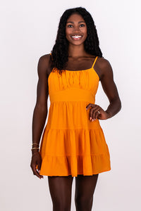 TIERED TIE BACK MINI DRESS