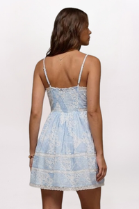 LACE INSET PATCHWORK MINI DRESS