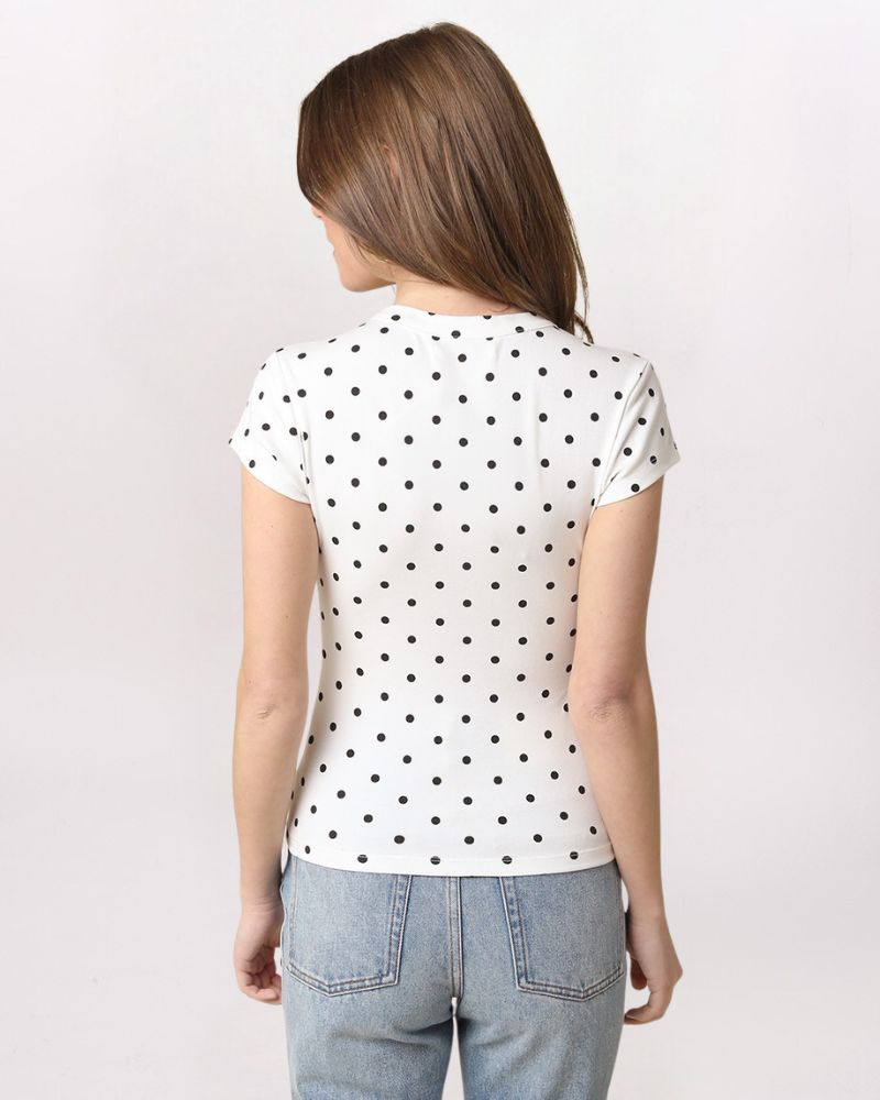 POLKA DOT CARDIGAN TOP, WHT/BLK