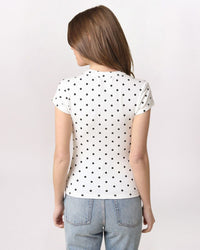 POLKA DOT CARDIGAN TOP, WHT/BLK