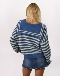 STRIPED SAILOR SWEATER, BLUE/IVORY