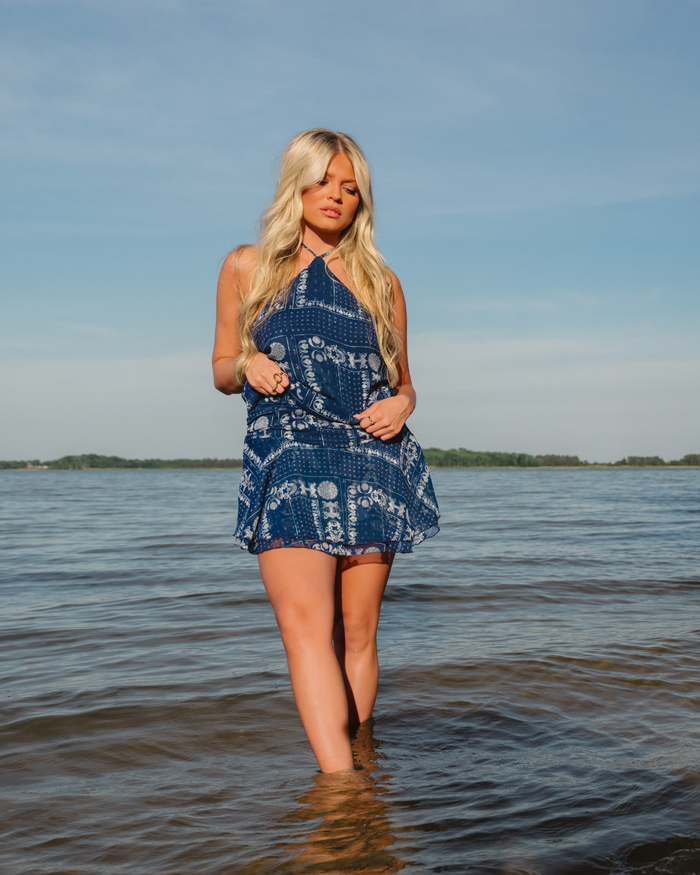 HIGH NECK PAISLEY DRESS