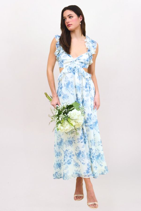 FLORAL CUTOUT MAXI DRESS