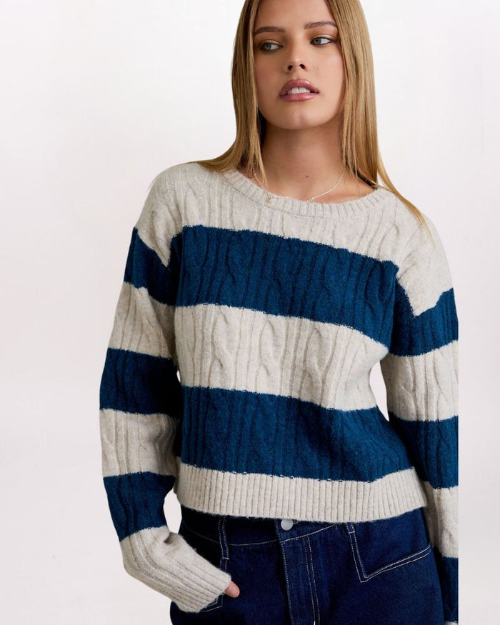 CABLE STRIPE SWEATER