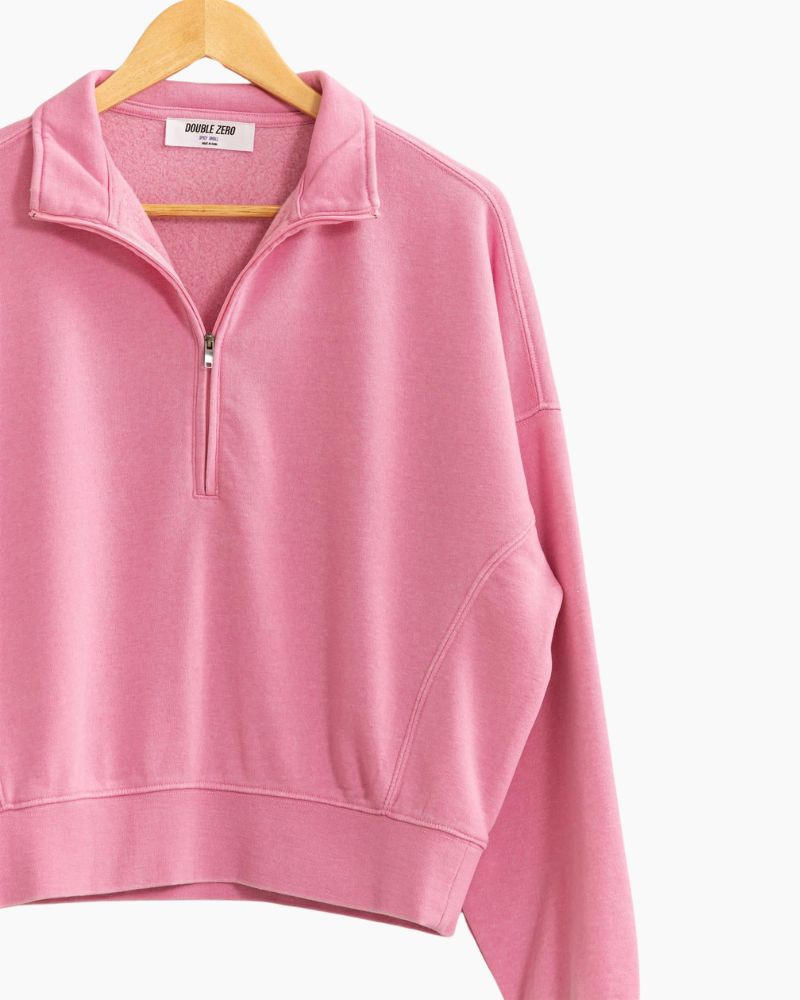 QUARTER ZIP SWEATSHIRT - ROSE PINK