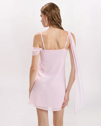 DRAPED ASYMETRICAL DETAIL DRESS, PINK