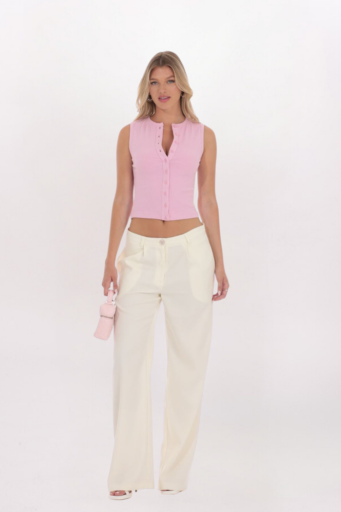 RIBBED BUTTON TOP