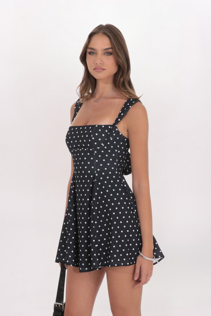 POLKA DOT SQUARE NECK DRESS