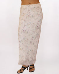 BIAS CUT SOFT FLRL MAXI SKIRT, SAND