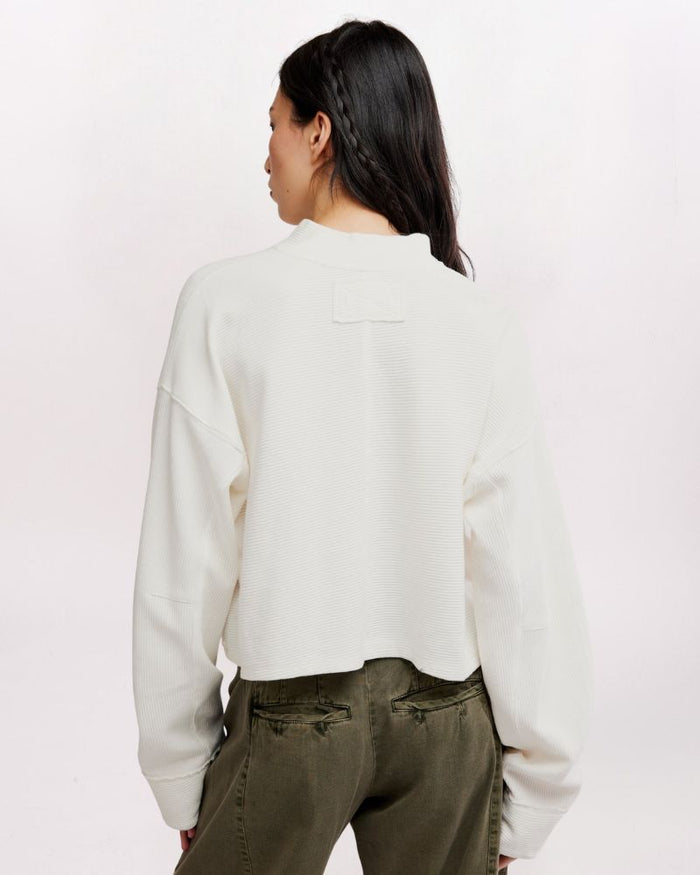 CELESTE QUARTER ZIP SWEATSHIRT, CLEAN IVORY