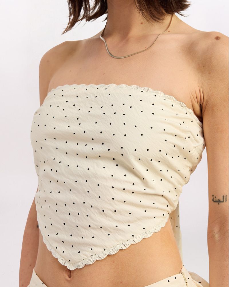 POLKA DOT SCARF TOP, IVORY