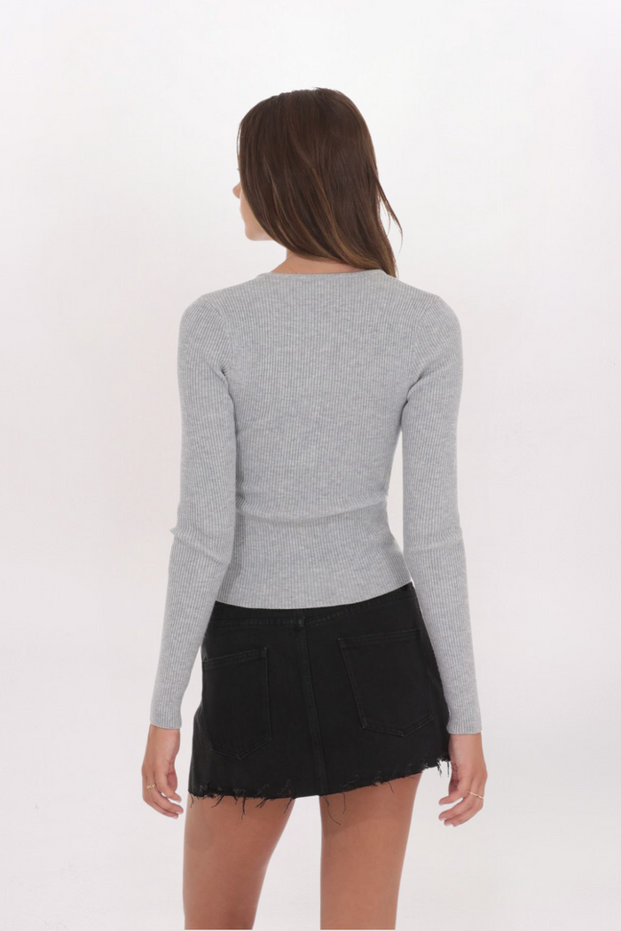RIBBED CARDIGAN TOP