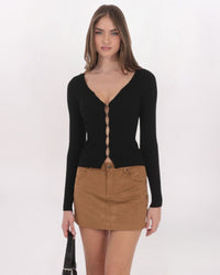 5-POCKET SUEDE MINI SKIRT
