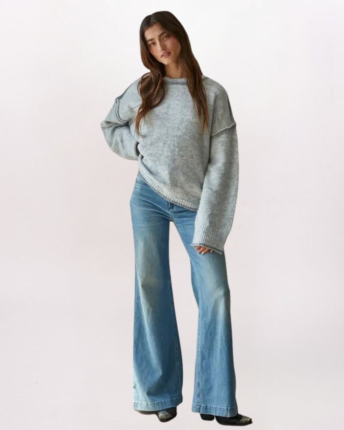 EXPOSED SEAMS ROLL EDGE SWEATER