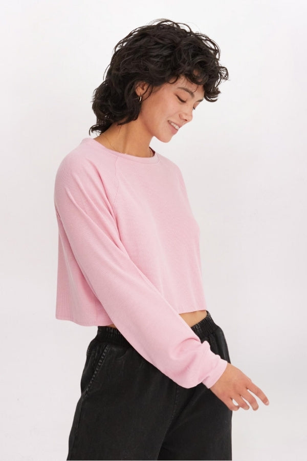 BOXY RAGLAN WAFFLE TEE