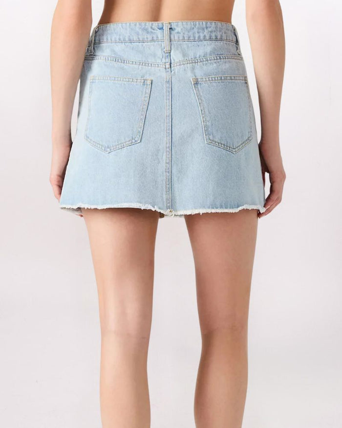 DENIM PANELED MINI SKIRT