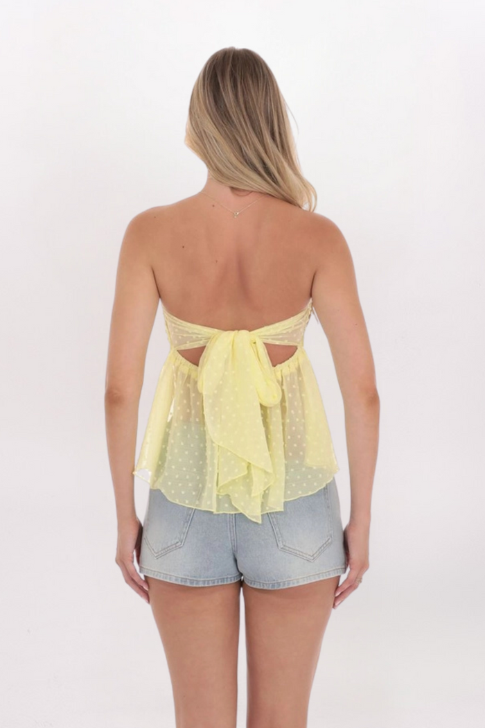 STRAPLESS SWISS DOT BABYDOLL TOP