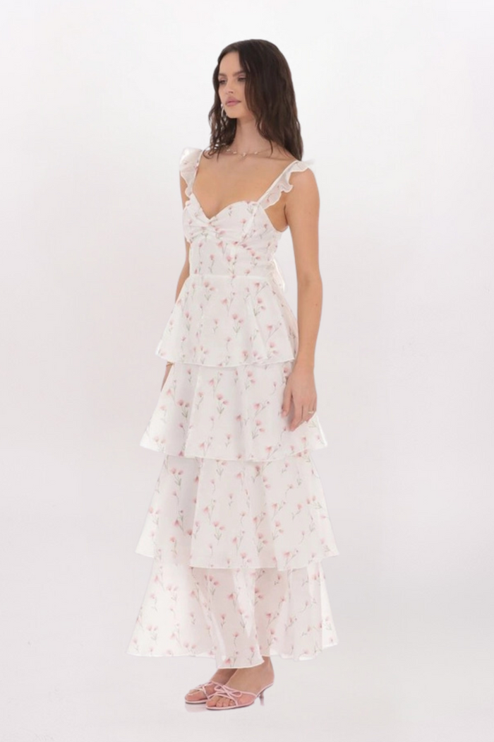 FLORAL RUFFLE MAXI DRESS
