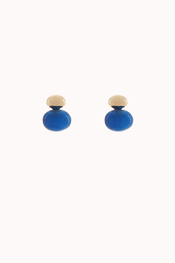 STACKED STONE STUD - BLUE/GOLD