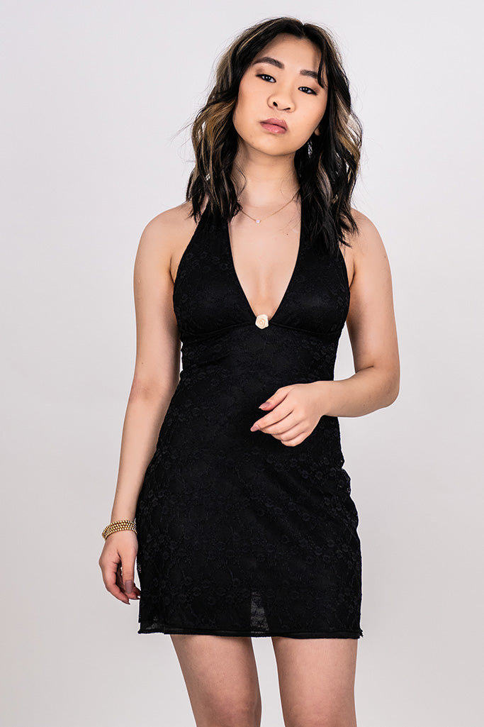 LACE HALTER DRESS