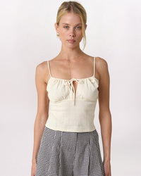 TIE FRONT POINTELLE TANK, BUTTER