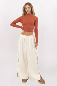 SIDE ZIP WIDE LEG SWTPANT