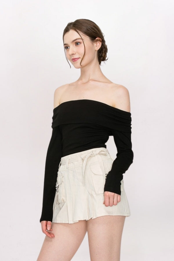 PLEATED TWILL CARGO SKIRT - STONE