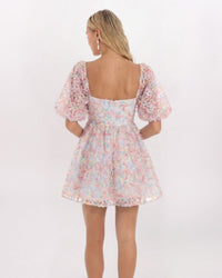 LS 3D FLORAL BABYDOLL DRESS