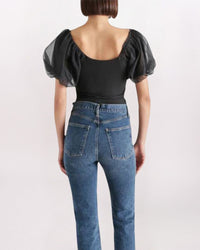 SS PUFF SLV PAMELA TOP, BLACK