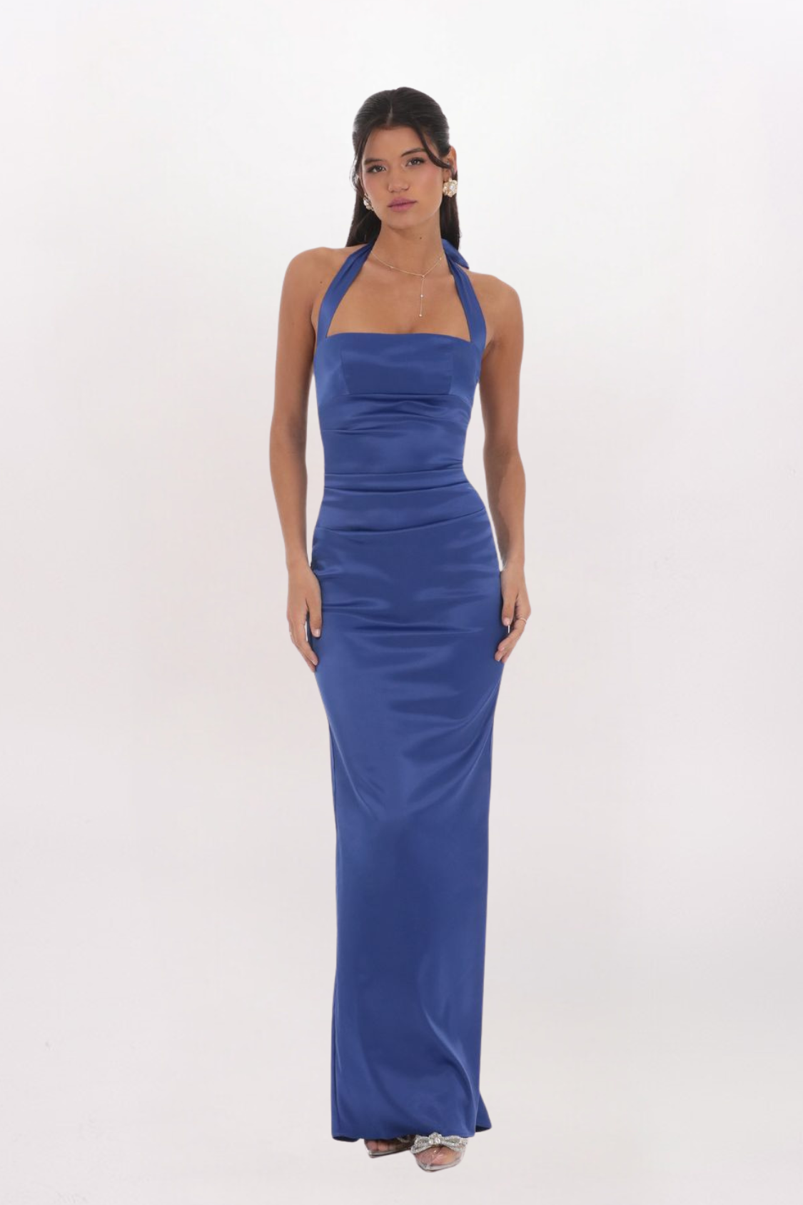 SQUARE NECK SATIN MAXI DRESS