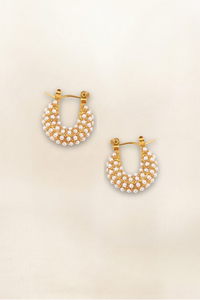 CARIS PAVE PEARL HOOP