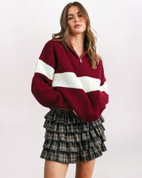 HALF ZIP VARSITY SWEATER