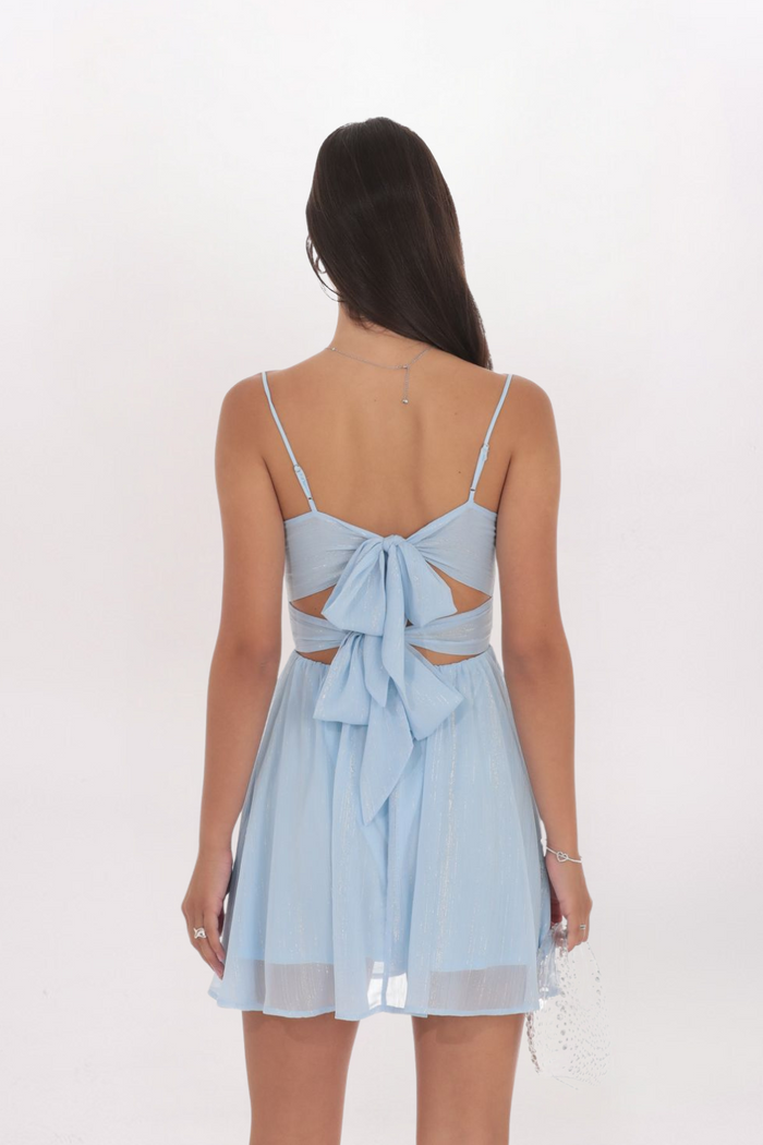 TWIST FRONT SHIMMER DRESS