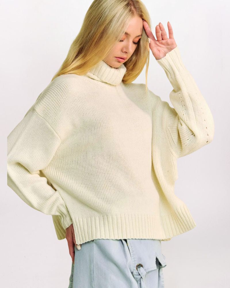 SPLIT SIDE TURTLENECK SWEATER