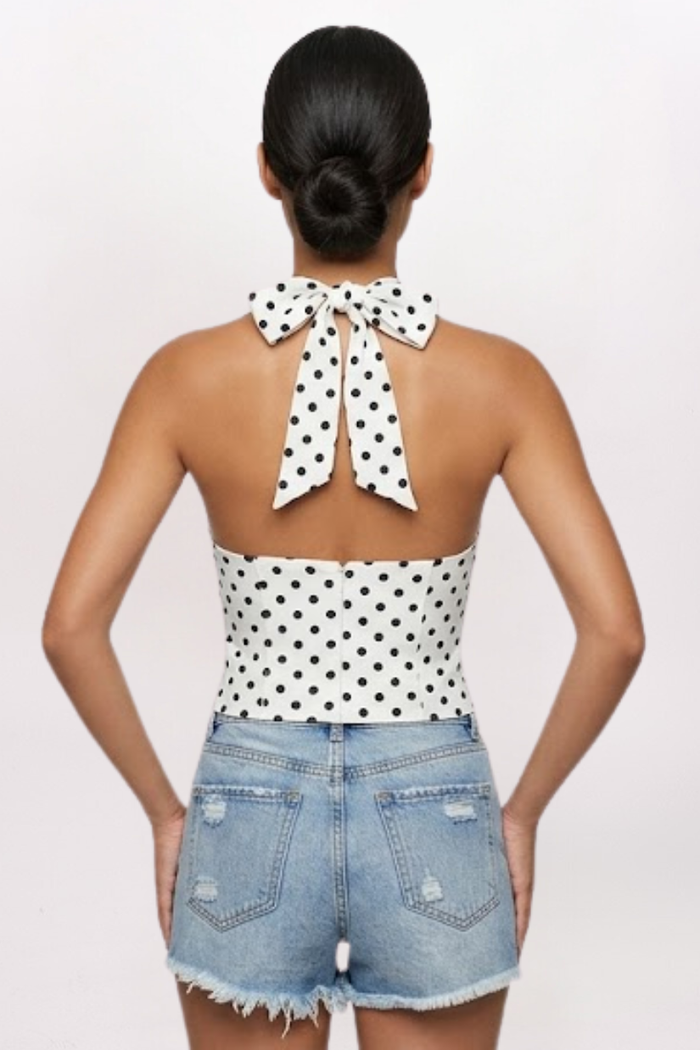 POLKA DOT HALTER TOP