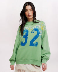 PALM SPRING TURTLE GRAPHIC SWTSHRT, GREEN COMBO
