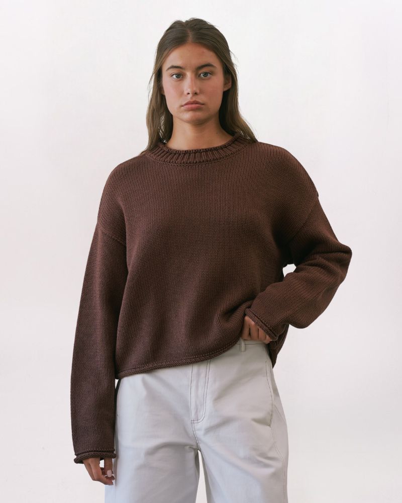 ROLL NECK SWEATER, CHOCO