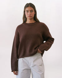 ROLL NECK SWEATER, CHOCO