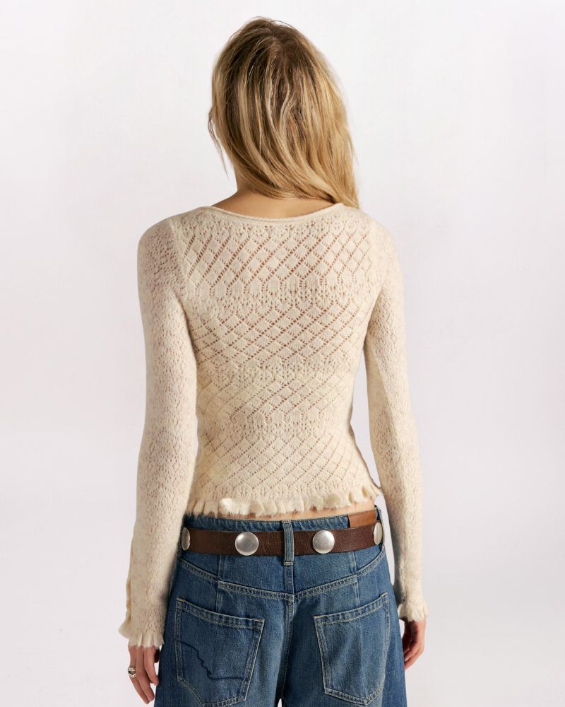 LOVE CARDIGAN, WINTER WHITE HEATHER