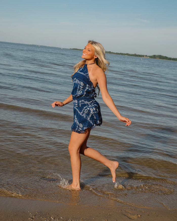 HIGH NECK PAISLEY DRESS