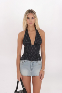 POLKA DOT HALTER TOP