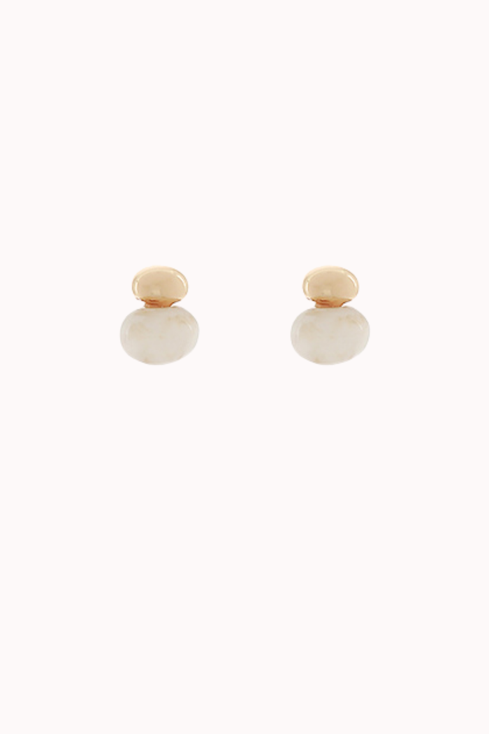 STACKED STONE STUD - IVORY/GOLD