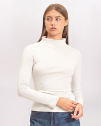 MOCK NECK TOP, WHITE