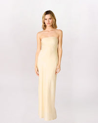 STRAPLESS TIE BACK DRAPE MAXI DRESS - BUTTER